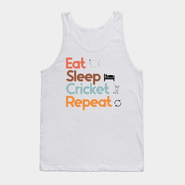 Eat Sleep Cricket Repeat Tank Top by nextneveldesign